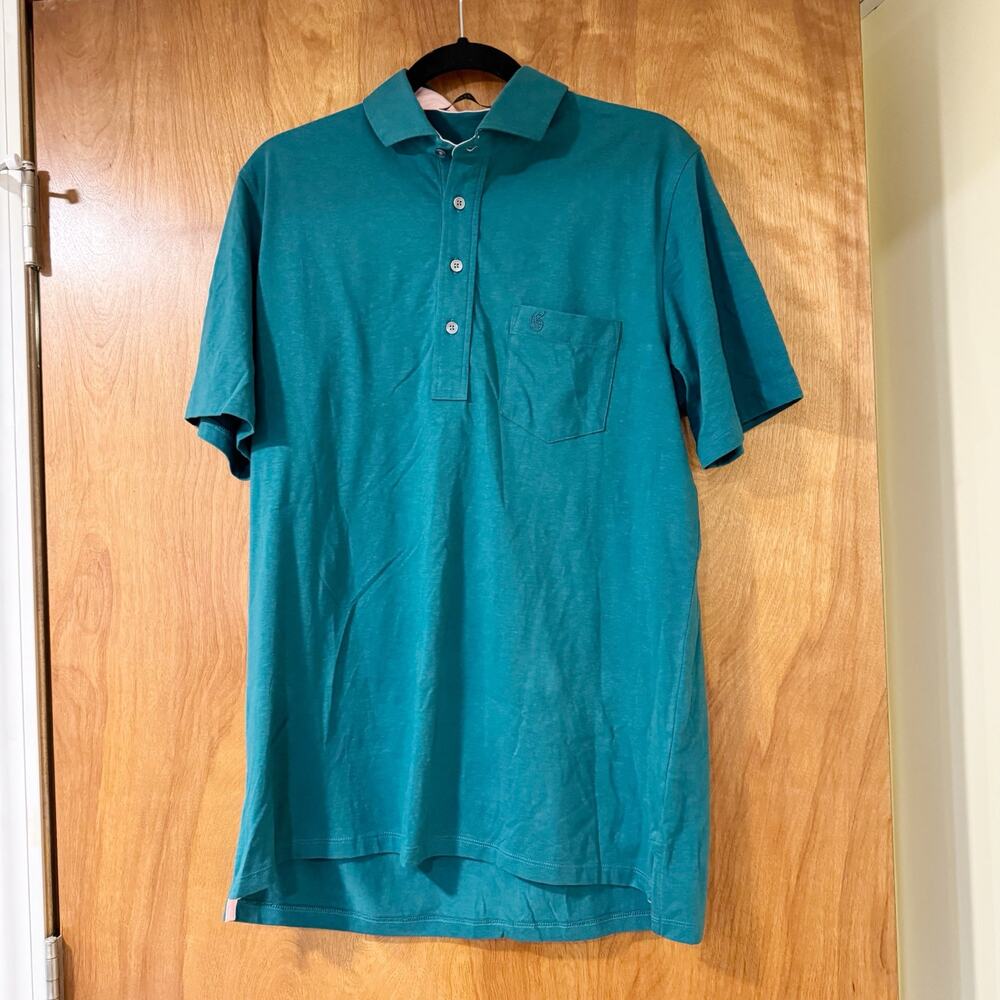 Greyson Teal Pima Cotton Blend Short Sleeve Pocket Polo Shirt Size M